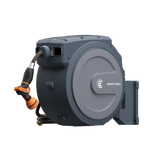 Retractable hose reel with 'Giraffe Tools' branding on a white background