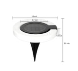 Measurement chart of a solar-powered outdoor light with dimensions labeled.