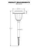 Technical drawing of a solar garden light with dimensions in millimeters