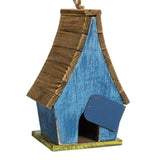 Farmhouse Solid Wood Hanging Birdhouse in Blue Green Yellow Brown - FREE SHIPPING