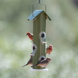 Outdoor Patio Garden 6-Perch Olive Green Metal Tube Bird Feeder - FREE SHIPPING
