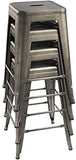 Set of 4 - 24-in. Indoor/Outdoor Backless Stacking Gunmetal Grey Metal Barstools - FREE SHIPPING