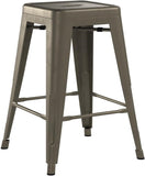 Set of 4 - 24-in. Indoor/Outdoor Backless Stacking Gunmetal Grey Metal Barstools - FREE SHIPPING