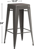Set of 4 - 24-in. Indoor/Outdoor Backless Stacking Gunmetal Grey Metal Barstools - FREE SHIPPING