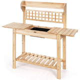 Solid Wood Garden Potting Bench Table with Bottom Shelf and Removeable Sink - FREE SHIPPING