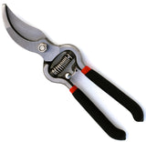 Gardening shears with black handles on a white background