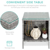 3-Piece Grey PE Wicker Outdoor Patio Furniture Dining Set with Black Cushions - FREE SHIPPING