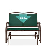 2 Seat Mesh Patio Loveseat Swing Glider Rocker with Armrests in Hunter Green - FREE SHIPPING