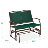 2 Seat Mesh Patio Loveseat Swing Glider Rocker with Armrests in Hunter Green - FREE SHIPPING