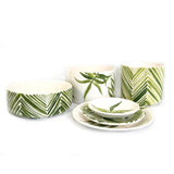 Wide Serving Bowl - Green Palm Leaves
