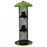 Outdoor Metal Mesh Tube Hanging Bird Feeder with Green Top and Perch - FREE SHIPPING