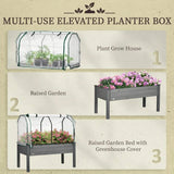 Grey Wood Elevated Raised Garden Bed Planter with Greenhouse Cover - FREE SHIPPING