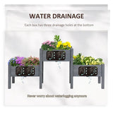 3 Grey Wood Elevated Planter Set Vegetable Herb Flowers Raised Garden Beds - FREE SHIPPING