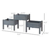 3 Grey Wood Elevated Planter Set Vegetable Herb Flowers Raised Garden Beds - FREE SHIPPING