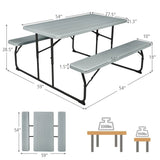 Grey Folding Picnic Table with 2 Benches Outdoor Patio Dining Set - FREE SHIPPING