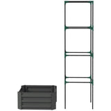 Grey Galvanized Open Bottom Raised Garden Bed Planter with Tomato Cage Trellis - FREE SHIPPING