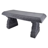 Outdoor Fiber-Clay Garden Bench in Grey Stone Finish - FREE SHIPPING