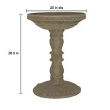 Outdoor Fiberglass Bird Bath in Aged Granite Stone Finish - FREE SHIPPING