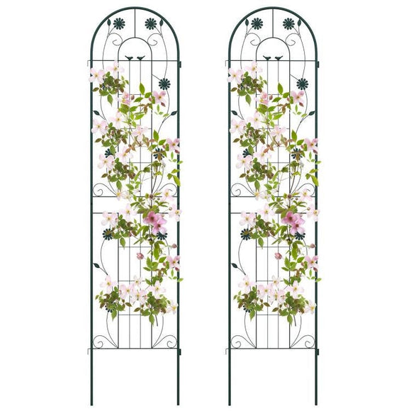 2 Pack - 7-ft Galvanized Steel Outdoor Garden Trellis in Green Metal Finish - FREE SHIPPING