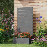 Outdoor Garden Raised Bed Planter with Slatted Fence Trellis in Grey Wood Finish - FREE SHIPPING