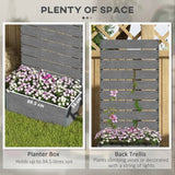 Outdoor Garden Raised Bed Planter with Slatted Fence Trellis in Grey Wood Finish - FREE SHIPPING