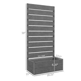 Outdoor Garden Raised Bed Planter with Slatted Fence Trellis in Grey Wood Finish - FREE SHIPPING