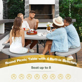 Grey All Weather 8 Seater Picnic Table Umbrella Hole - FREE SHIPPING