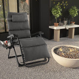 Grey Zero Gravity Adjustable Lounge Chair Removable Cushion Cup Holder Tray - FREE SHIPPING