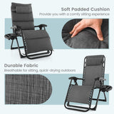 Grey Zero Gravity Adjustable Lounge Chair Removable Cushion Cup Holder Tray - FREE SHIPPING