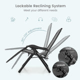 Grey Zero Gravity Adjustable Lounge Chair Removable Cushion Cup Holder Tray - FREE SHIPPING