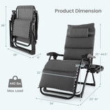 Grey Zero Gravity Adjustable Lounge Chair Removable Cushion Cup Holder Tray - FREE SHIPPING