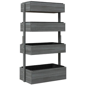 4 Tier Vertical Wooden Planter Box Raised Bed Grey - FREE SHIPPING