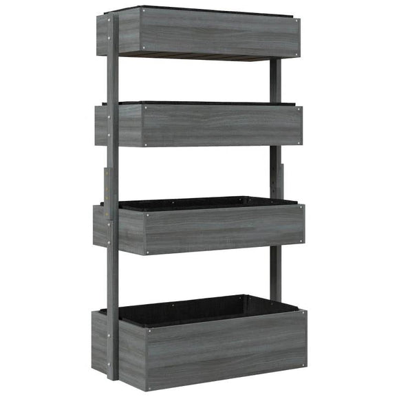 4 Tier Vertical Wooden Planter Box Raised Bed Grey - FREE SHIPPING