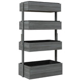 4 Tier Vertical Wooden Planter Box Raised Bed Grey - FREE SHIPPING