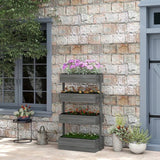 4 Tier Vertical Wooden Planter Box Raised Bed Grey - FREE SHIPPING