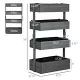 4 Tier Vertical Wooden Planter Box Raised Bed Grey - FREE SHIPPING
