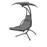 Grey Single Person Sturdy Modern Chaise Lounger Hammock Chair Porch Swing - FREE SHIPPING