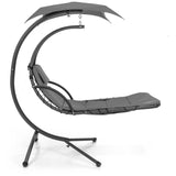 Grey Single Person Sturdy Modern Chaise Lounger Hammock Chair Porch Swing - FREE SHIPPING