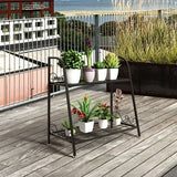 2-tier Patio Metal Plant Stand - Color: Black - Size: 2-Tier