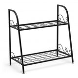 2-tier Patio Metal Plant Stand - Color: Black - Size: 2-Tier