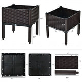 2 Set Elevated Plastic Raised Garden Bed Planter Kit for Flower Vegetable Grow-Brown