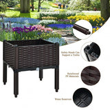 2 Set Elevated Plastic Raised Garden Bed Planter Kit for Flower Vegetable Grow-Brown