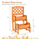 2-Tier Raised Garden Bed with 2 Cylindrical Planter Boxes and Trellis-Orange