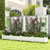 Outdoor Planter Box Self-Watering Raised Garden Bed Trellis with Water Level Indicator-Greyish-white