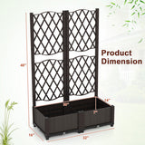 Set of 2 PE Rattan Raised Garden Bed with Trellis Planter Box for Climbing Plants-Rustic Brown