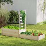 Raised Garden Bed with Trellis 87 Inch Wooden Elevated Planter with 2 Planter Boxes-Natural