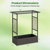 2-in-1 Raised Garden Bed with Hanging Roof and Trellises-Brown