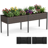 Raised Garden Bed with Legs and Removable Liner for Vegetables Herbs Patio-Brown