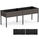 Raised Garden Bed with Legs and Removable Liner for Vegetables Herbs Patio-Brown