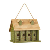 Green Wood Garden Bird House with 1 Compartment and 4 Holes - FREE SHIPPING